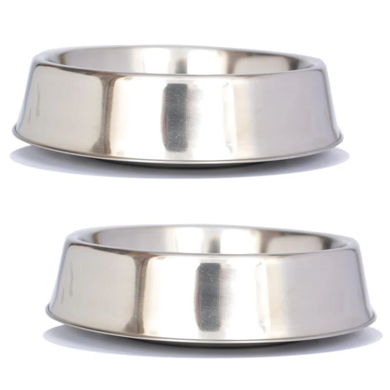Anti-Ant Stainless Steel Non-Skid Pet Bowls, Set of 2