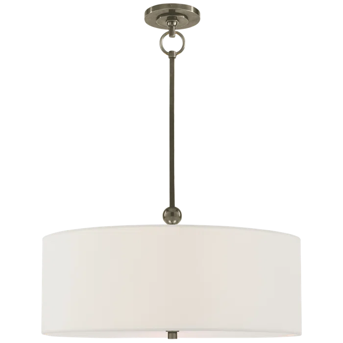 Reed 22" Antique Nickel Drum Pendant Light with Natural Paper Shade