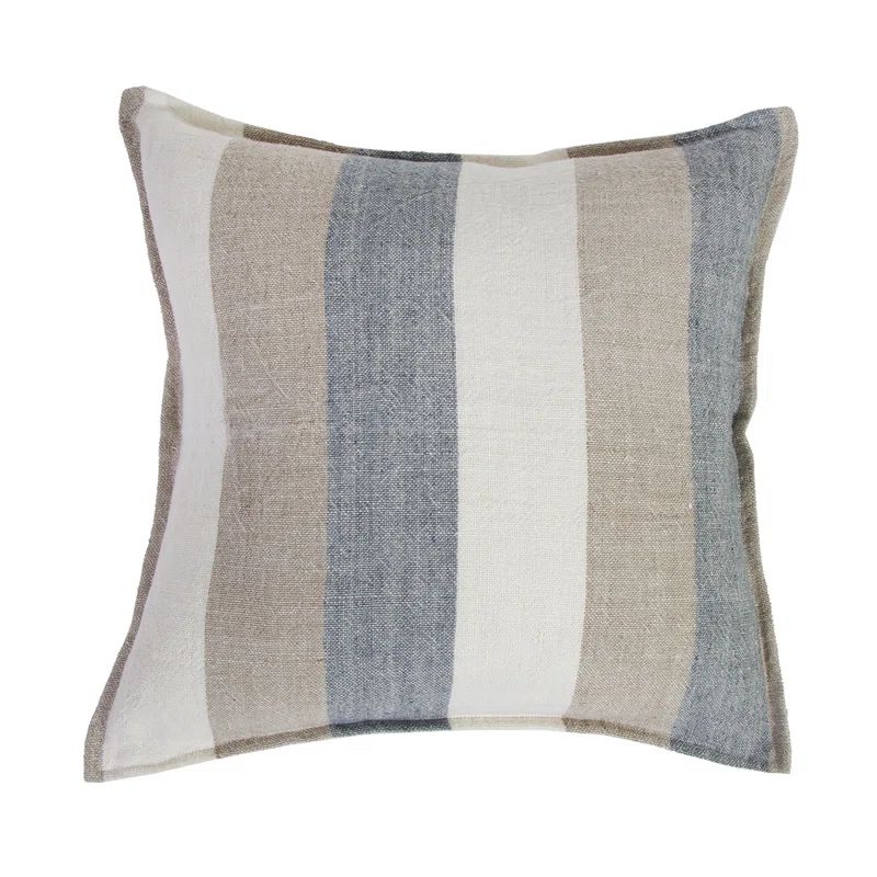 Monterey Coastal Striped Linen Square Throw Pillow