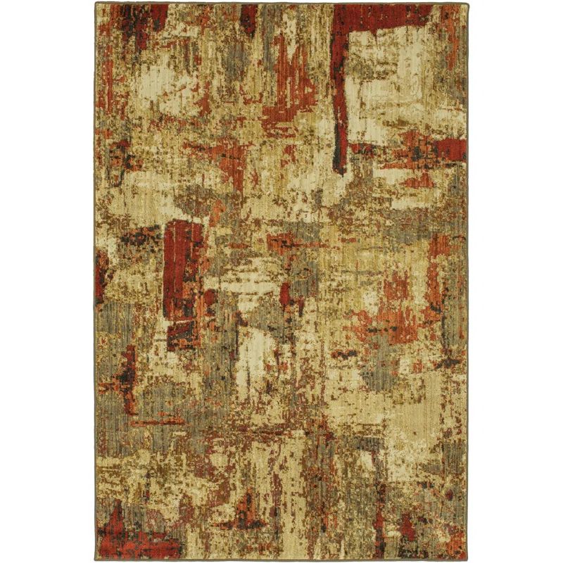 Treviso Gold Abstract 5'3" x 7'10" Machine-Woven Wool Blend Rug