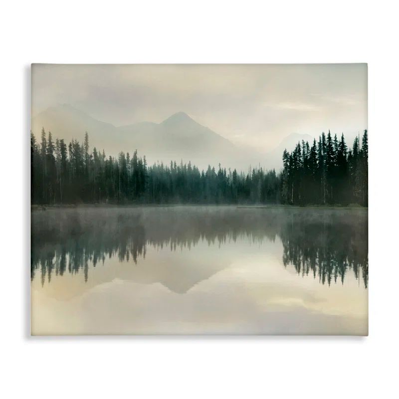 Foggy Lake Forest Landscape Nature Reflection Canvas Wall Art