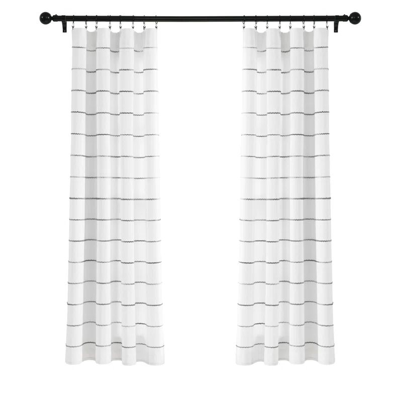 Gray Ombre Stripe Cotton Polyester Light-Filtering Curtains