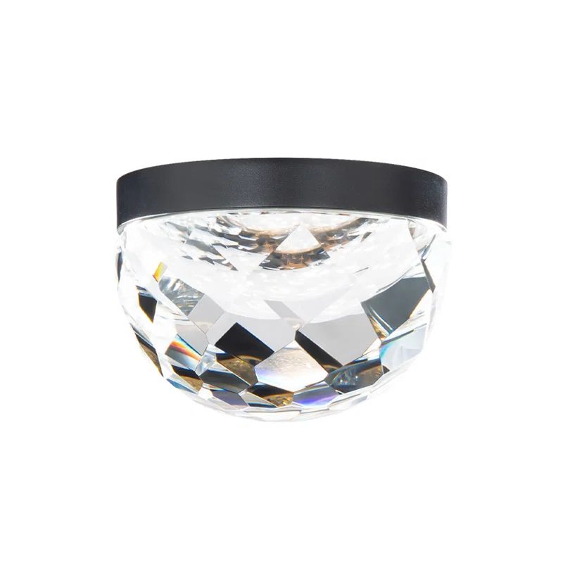 Cascade Black Aged Brass Crystal Globe LED Flush Mount