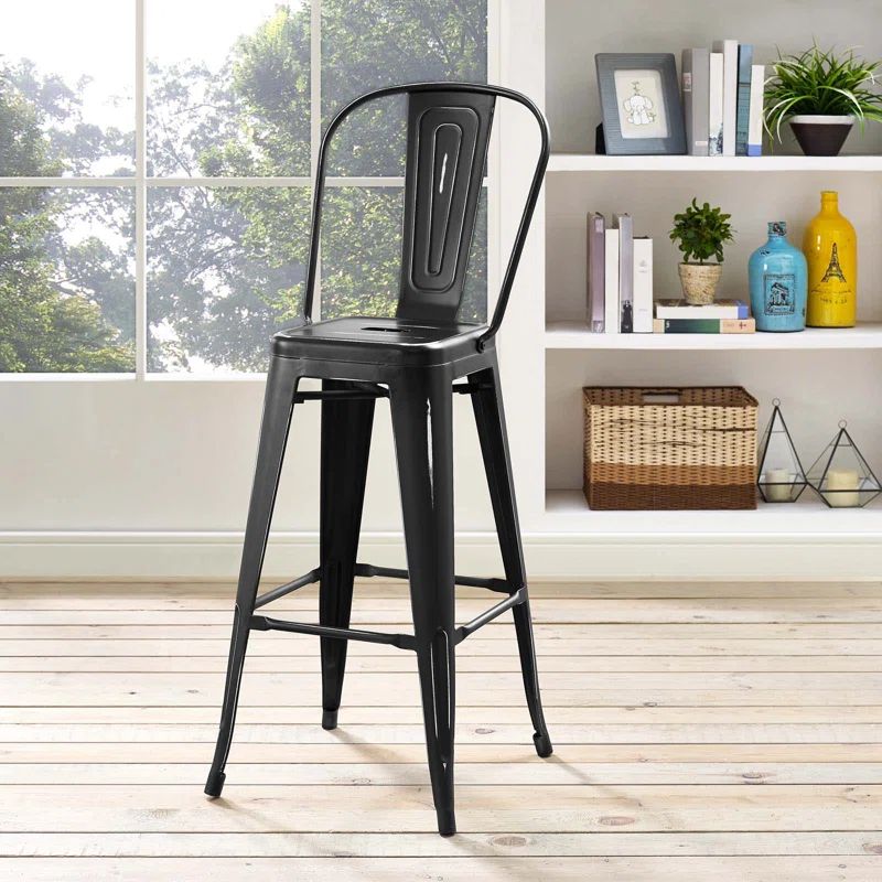 Promenade Black Metal Industrial Bar Stool