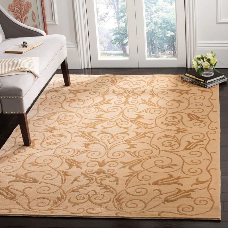 Eco-Friendly Ivory Wool & Silk 6' x 9' Hand-Knotted Area Rug