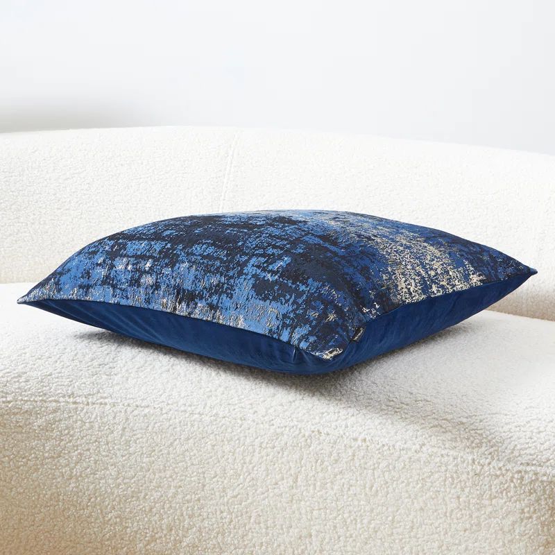 Navy and Gold Jacquard Velvet 20" Throw Pillow Cover