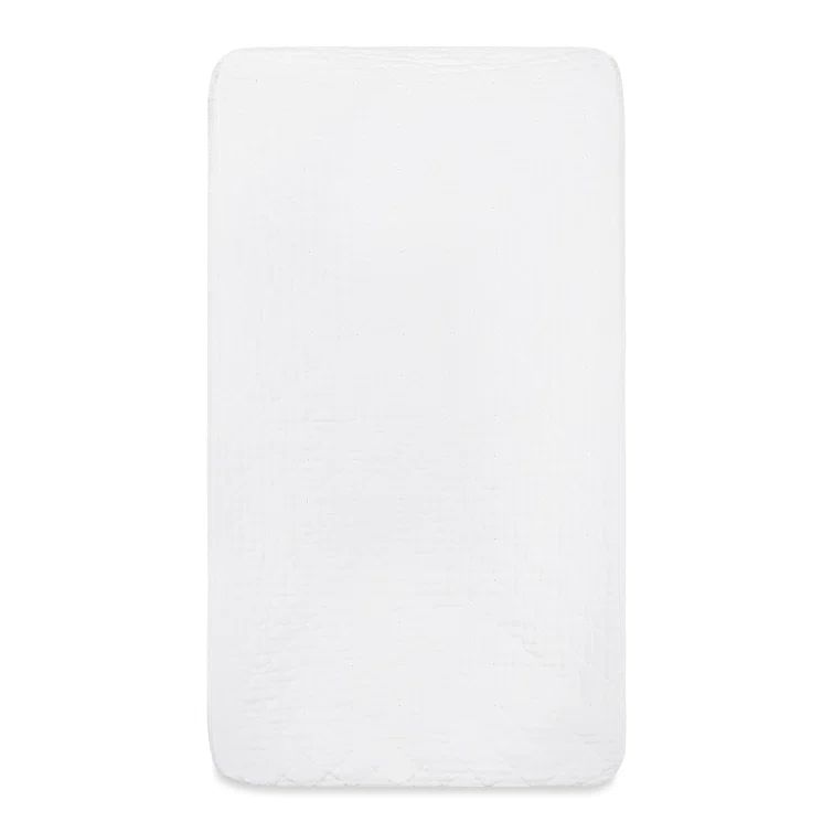White Quilted Organic Cotton Muslin Changing Pad Cover
