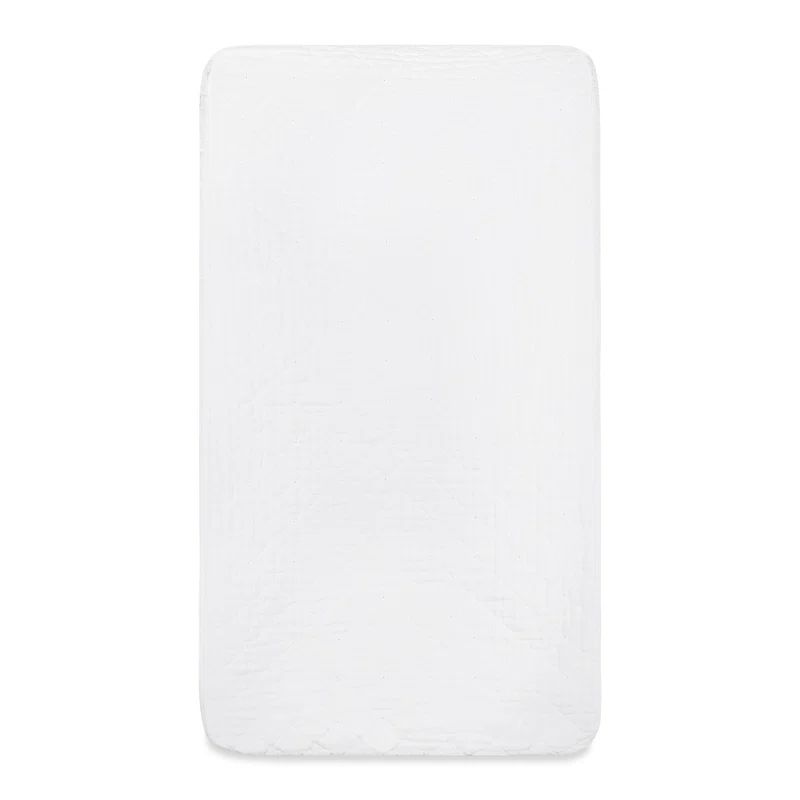 White Quilted Organic Cotton Muslin Changing Pad Cover