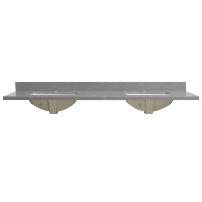 Malaga 73'' Gray Stone Double Bathroom Vanity Top with Sink