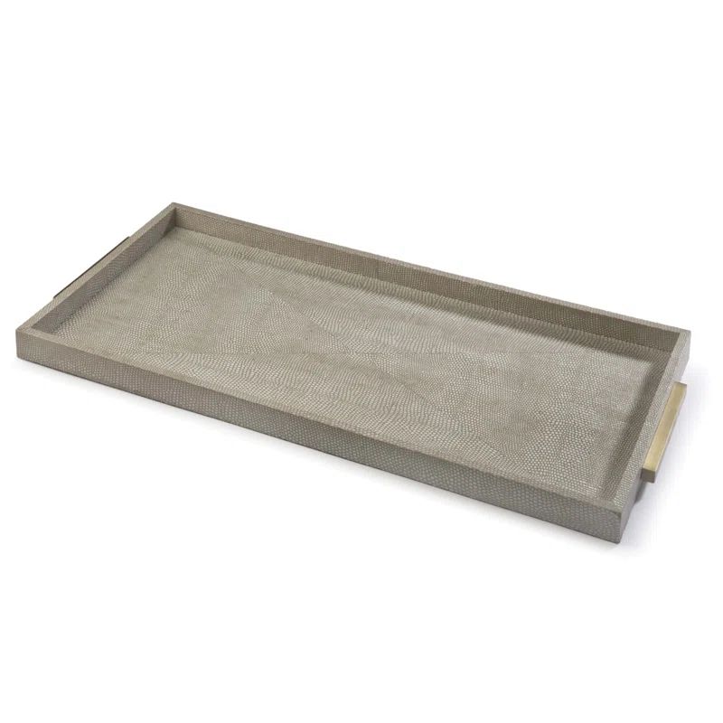 Ivory Gray Python Pattern Tray with Matte Gold Handles