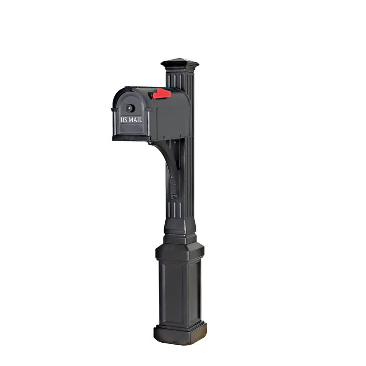 Lexington Black Composite Post Mount Mailbox Kit