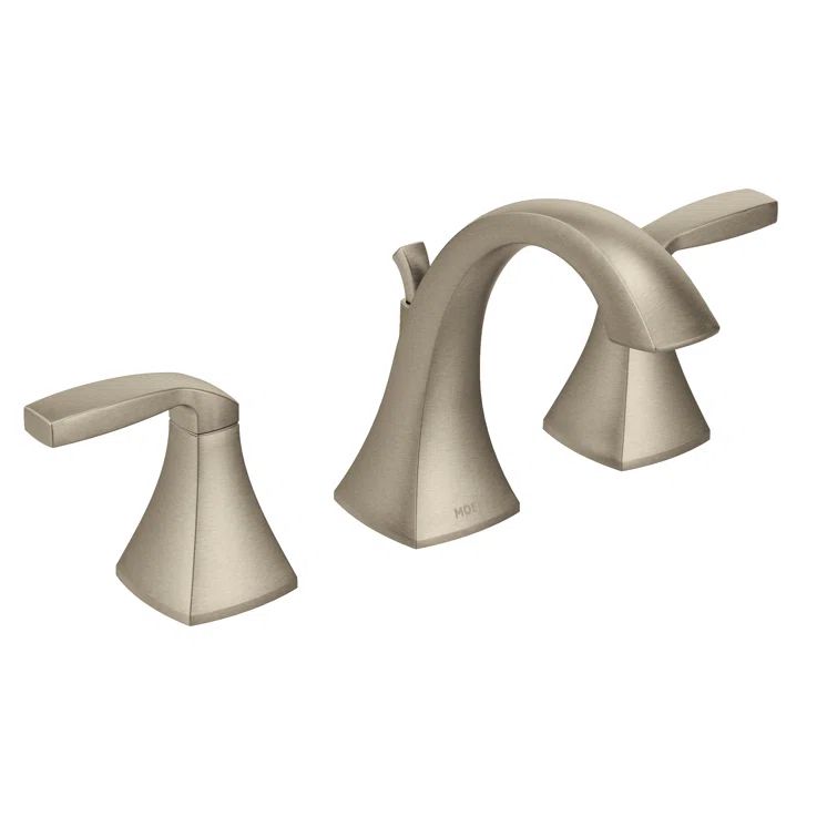 Elegant Voss Brushed Nickel Two-Handle Widespread Bathroom Faucet