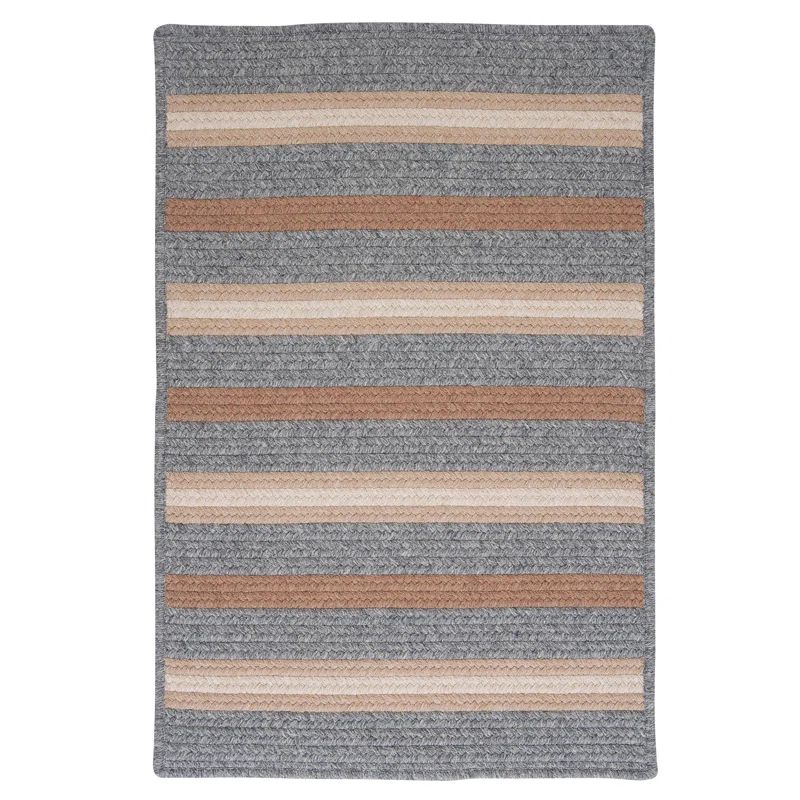 Salisbury Gray Stripe Braided Wool Blend 2' x 3' Rug