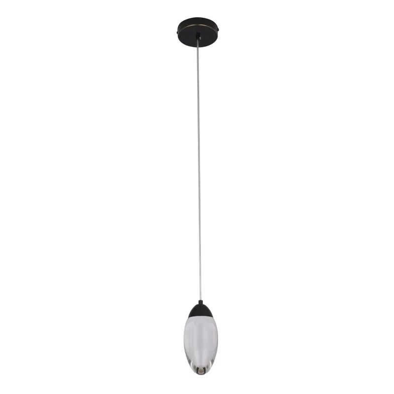 Matte Black LED Pendant with Clear Crystal Shade