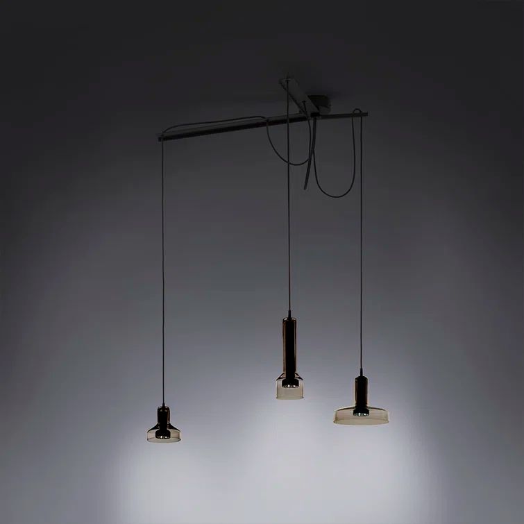 Artemide Trio Cluster Pendant in Black and Brown Glass