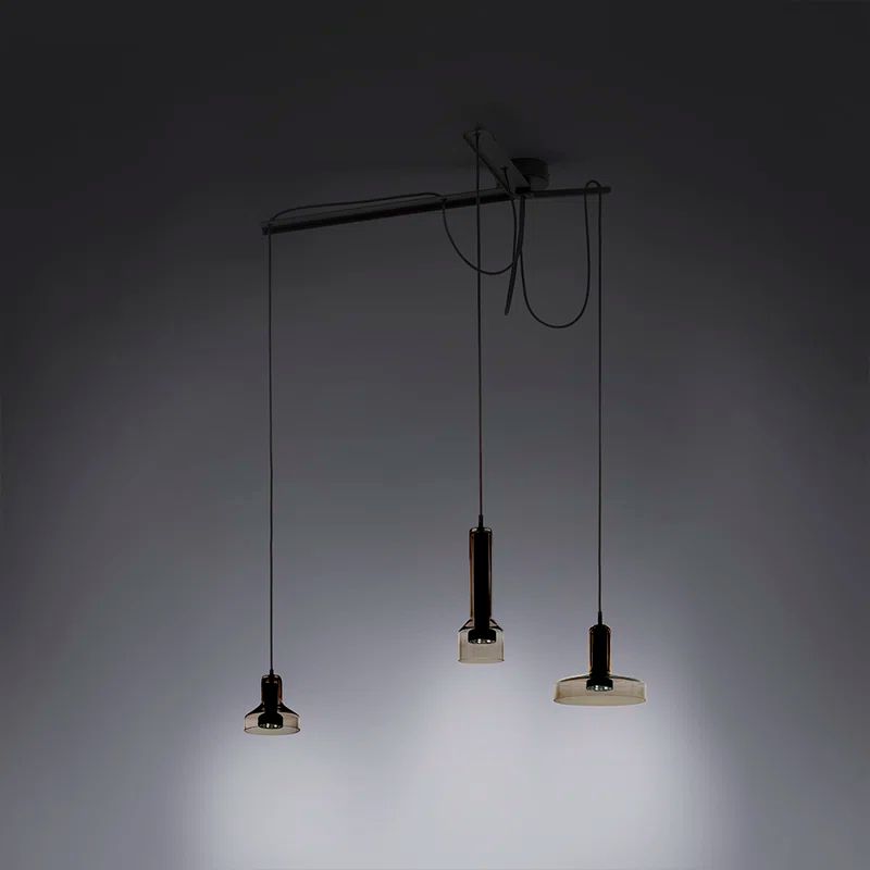 Artemide Trio Cluster Pendant in Black and Brown Glass