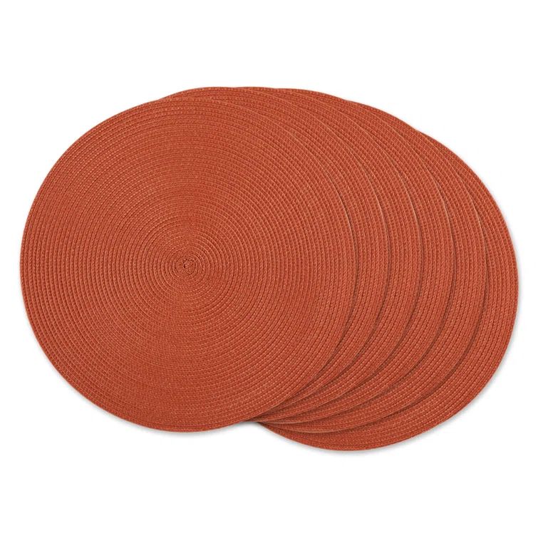 Orange Round Braided Polypropylene Placemats Set of 6