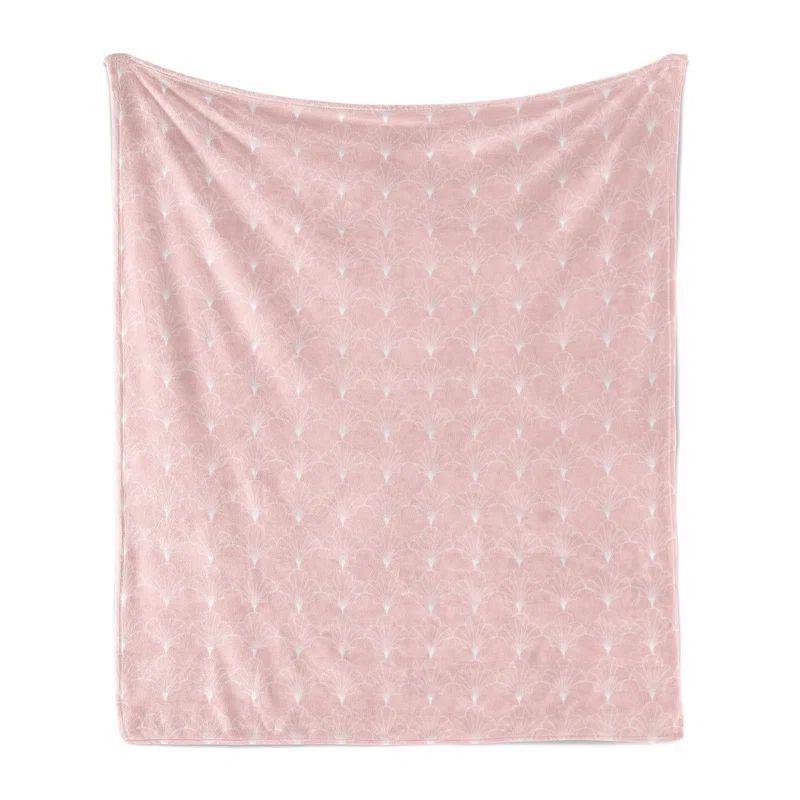 Rose and White Art Deco Fleece Throw Blanket 50" x 60"