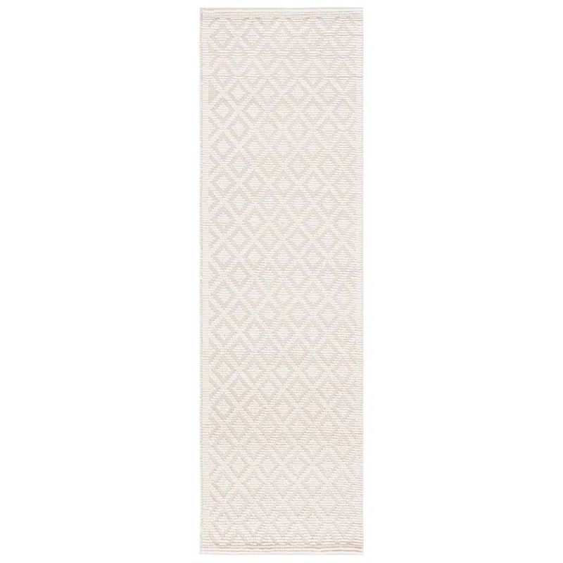 Ivory Geometric Tufted Wool Runner Rug 2'3" x 8'