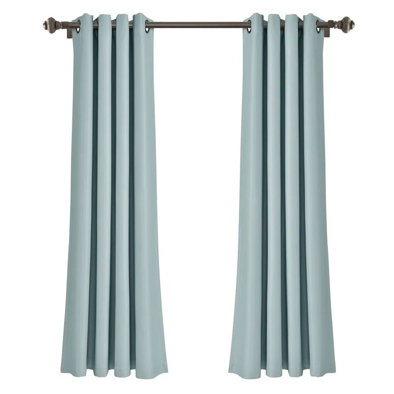Blue Polyester Blackout Grommet Window Curtain Panels, 52" x 108"