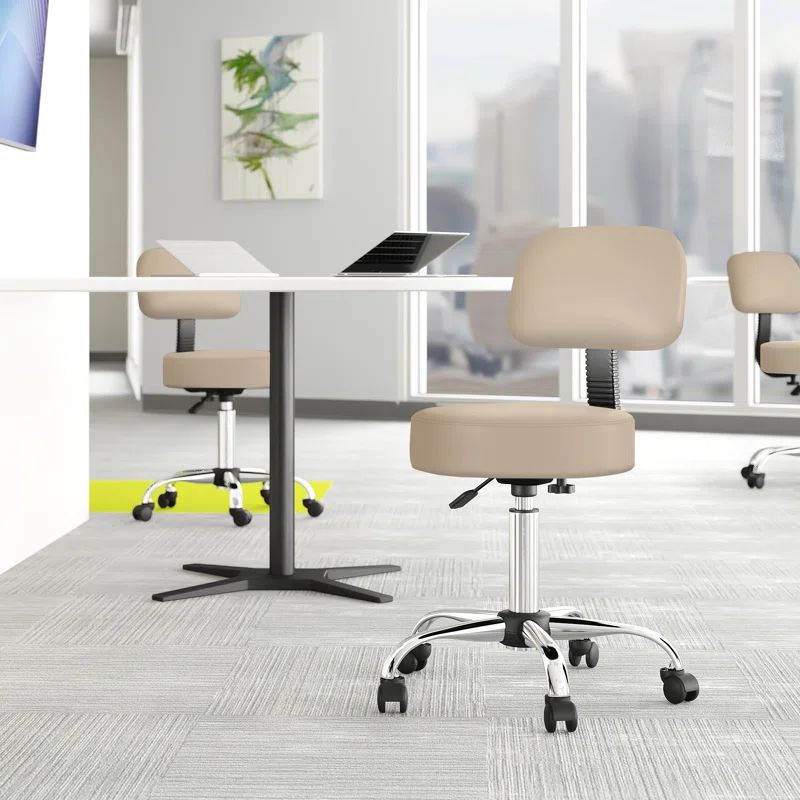 ErgoFlex Adjustable Beige Vinyl and Metal Medical Stool