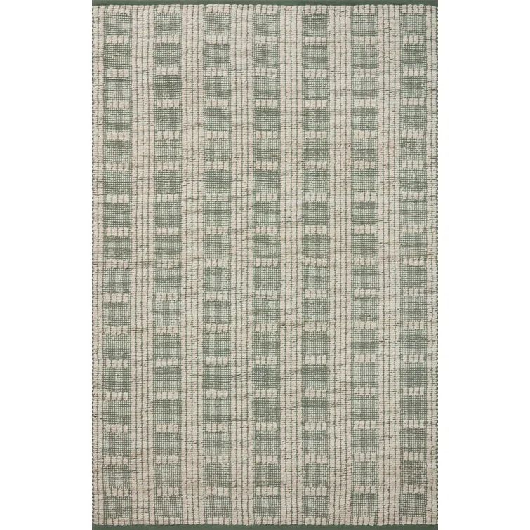 Handwoven Ivory and Sage Rectangular Cotton Accent Rug