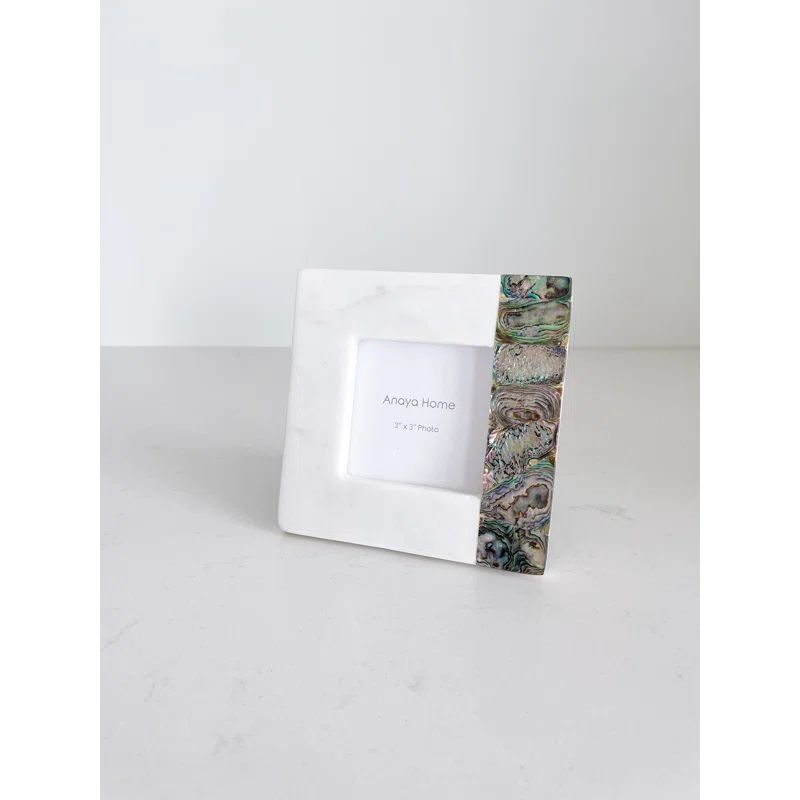 Rainbow Mother of Pearl White Marble Picture Frame 3x3