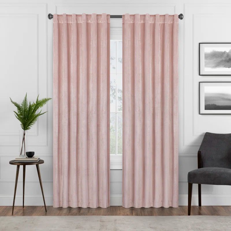 Blush Velvet Blackout Rod Pocket Curtain Panel