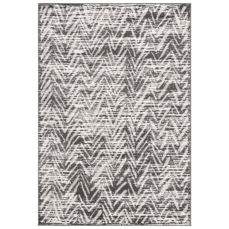 Gray Chevron Rectangular Synthetic Indoor/Outdoor Area Rug
