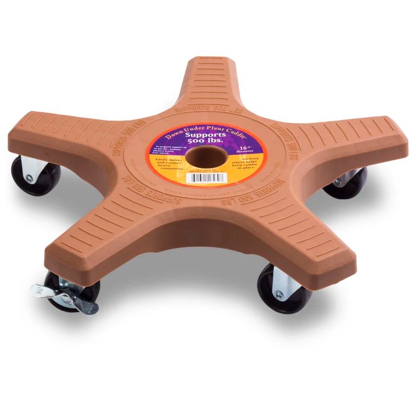 Terracotta Hexagon UV Resistant Plastic Plant Caddy with Wheels