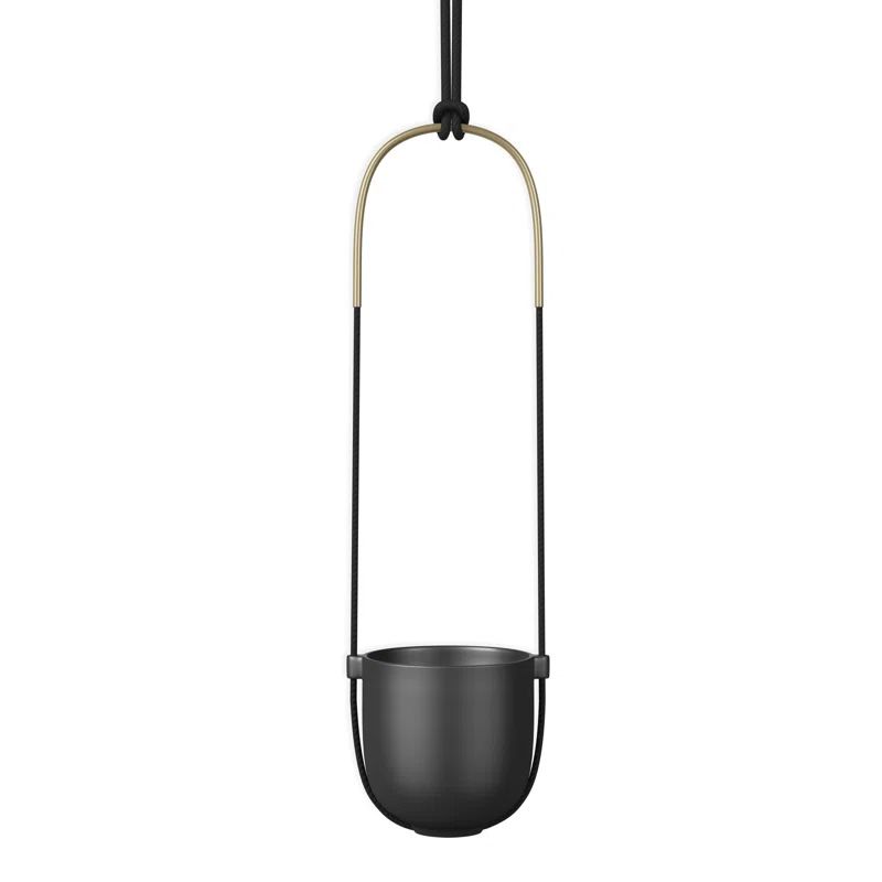 White Ceramic Bowl-Shaped Hanging Planter