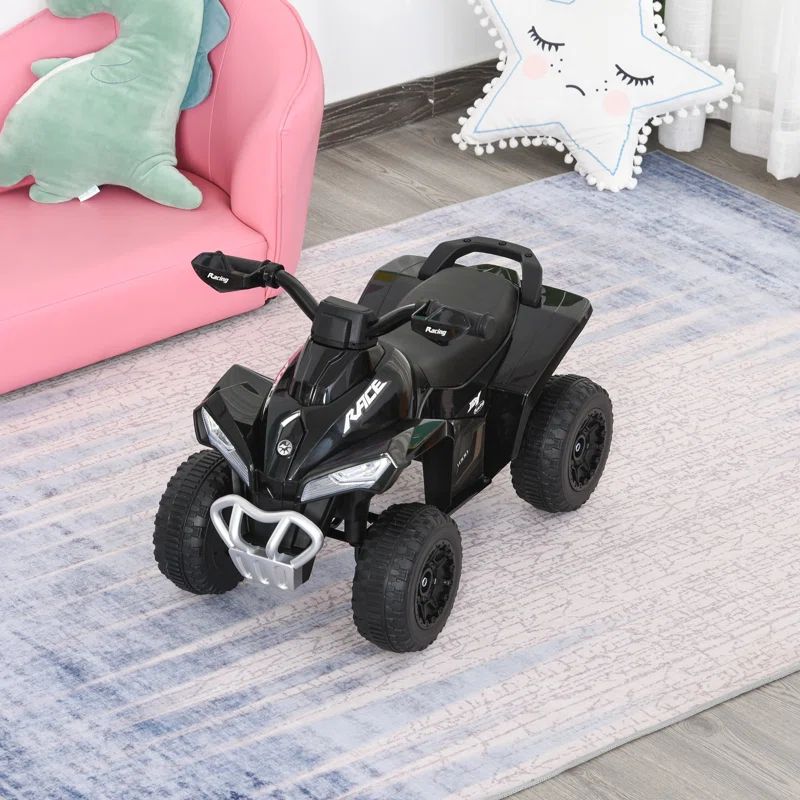 Black 4-Wheel Ride-On ATV Toy with Music and Lights