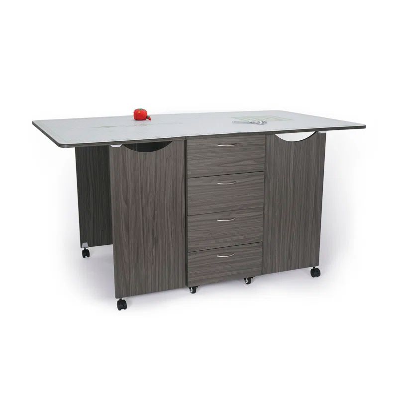 Gray Multi-Functional Cutting and Storage Table with Casters