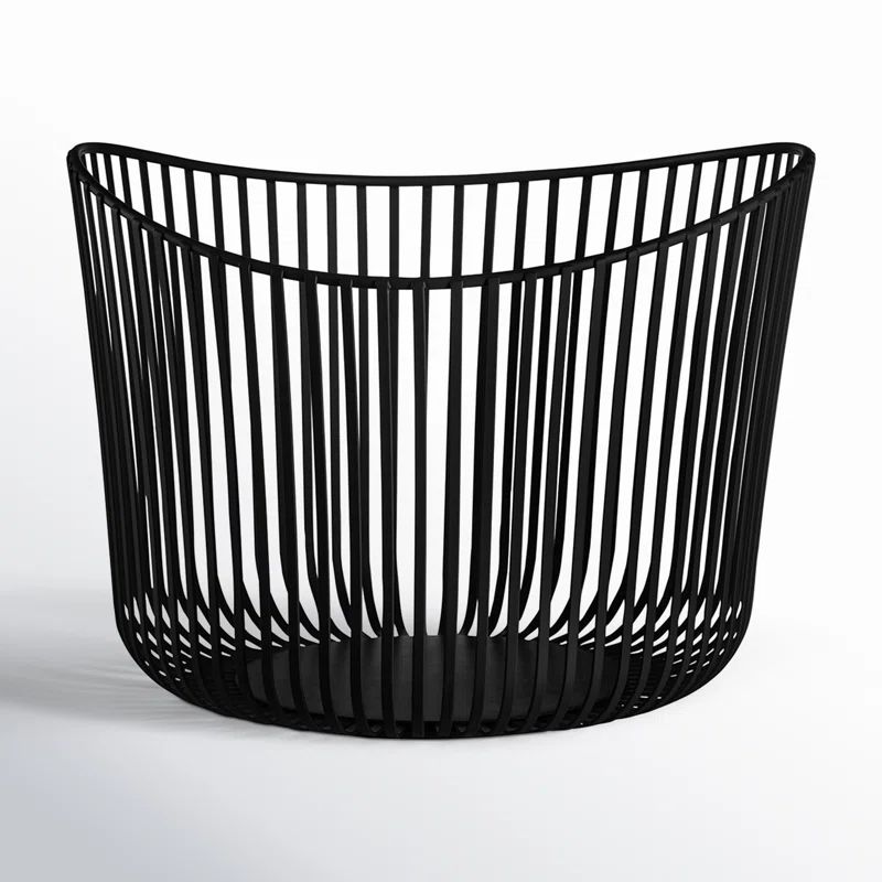 Black Powder-Coated Steel Round Storage Basket