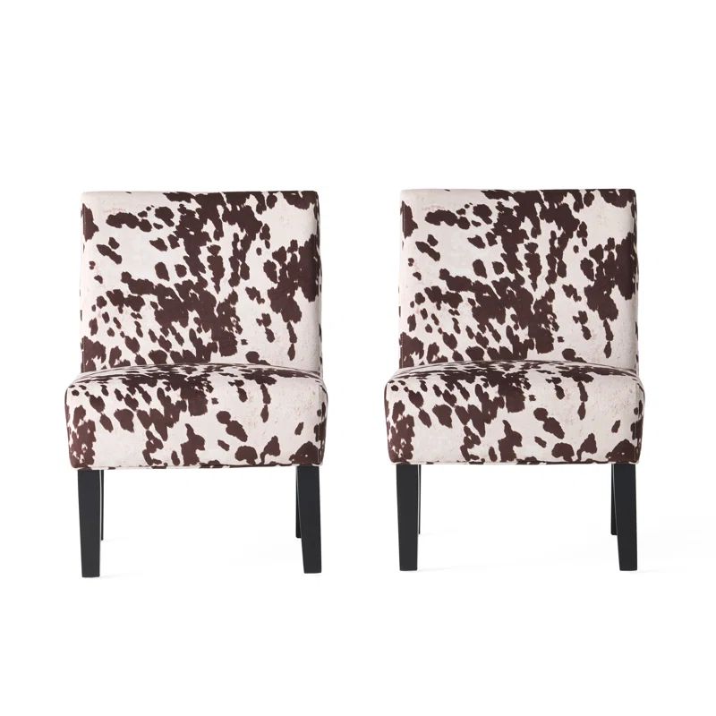 Plush Brown & White Cow Print Velvet Accent Chair