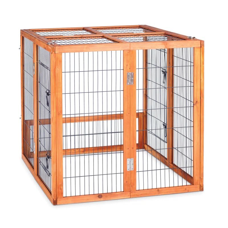 Weather-Resistant Fir Wood Rabbit Playpen with Secure Locks