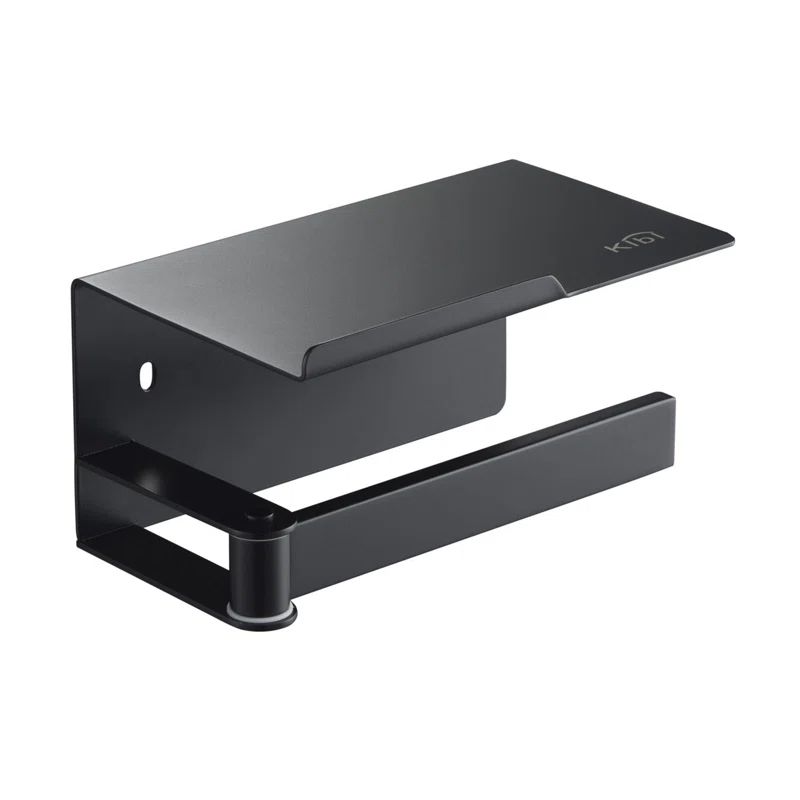 Matte Black Wall Mounted Toilet Paper Holder with Shelf