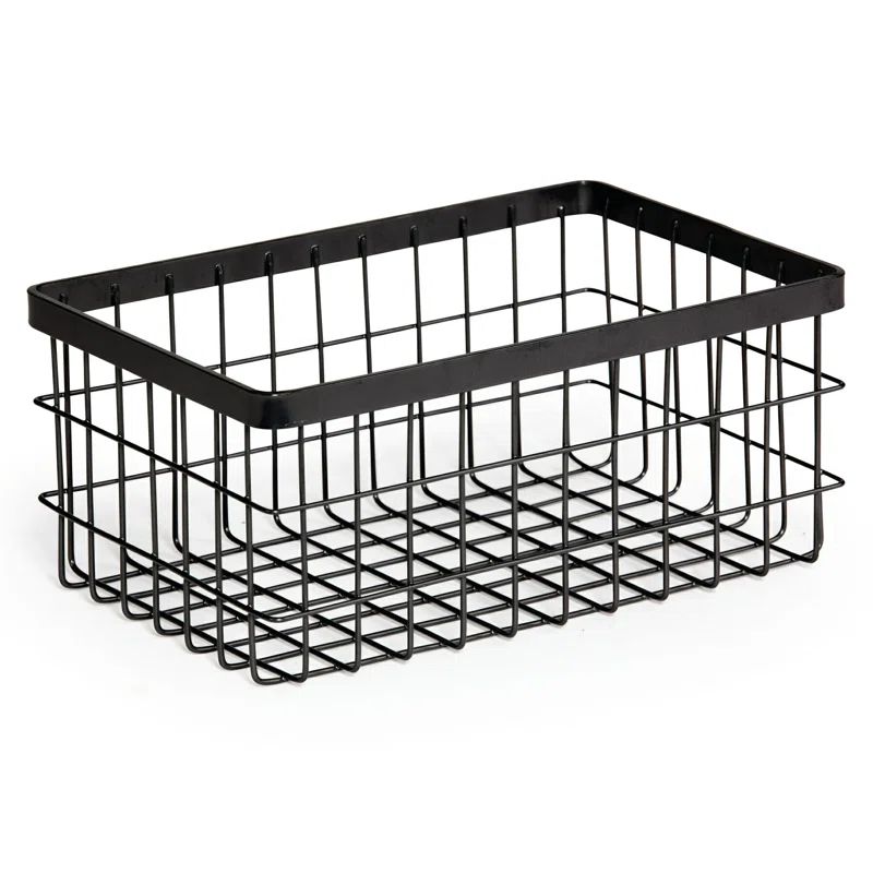 Black Rectangular Metal Wire Storage Basket, 9" x 6" x 4"