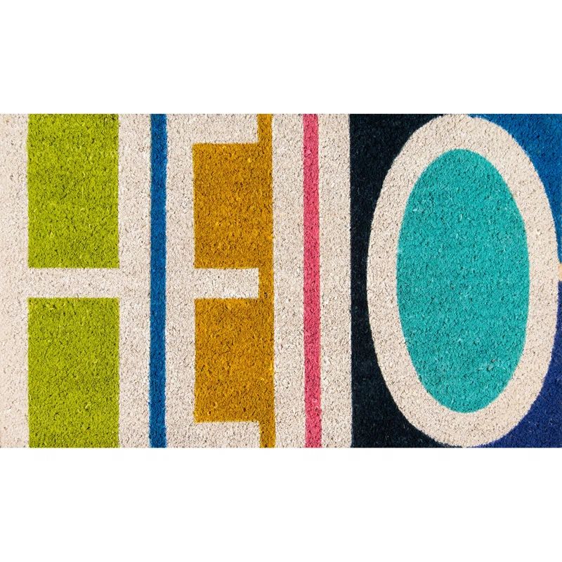 Handwoven Multicolor Coir Rectangular Door Mat 1'6"x2'6"