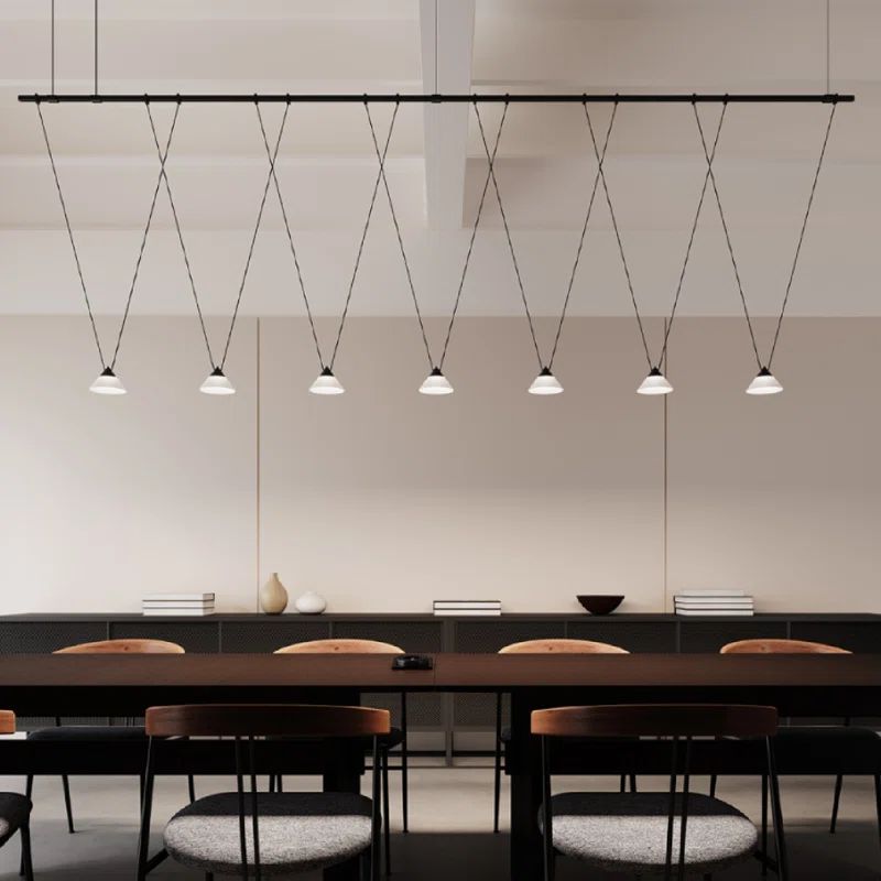 Black Glass LED Island Pendant Light Fixture