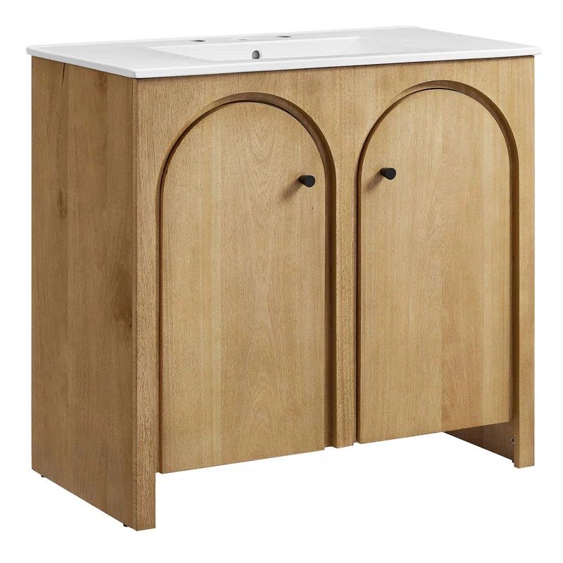 Appia 36'' Oak and White Freestanding Bathroom Vanity