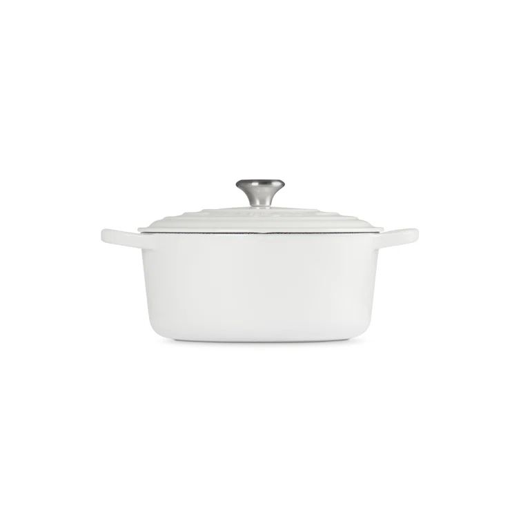 Enameled Cast Iron Round Dutch Oven, 4.5 qt, Artichaut White