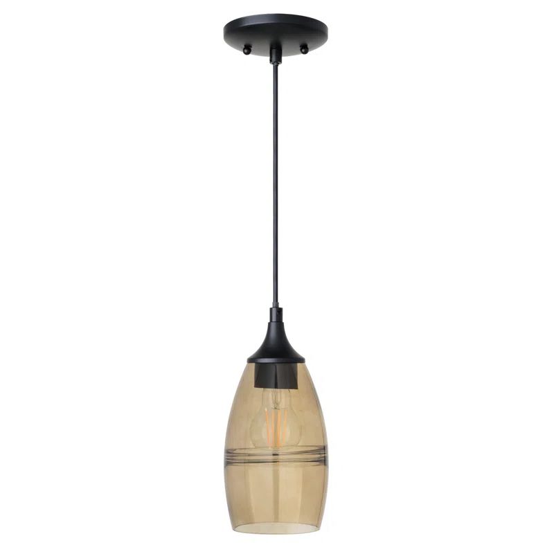 Milano Oil Rubbed Bronze Mini Pendant with Amber Glass