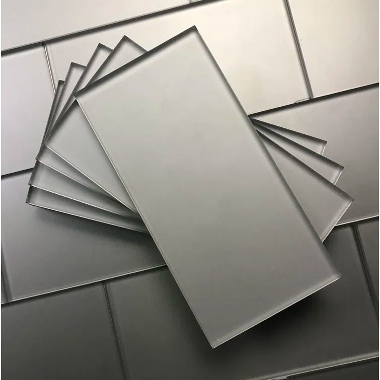 Eternal Silver Matte Glass 3x6 Subway Wall Tile