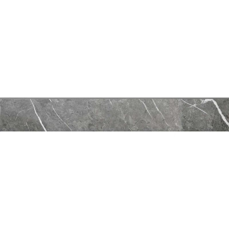 Gray Matte Porcelain Bullnose Wall Tile Trim, 24" x 3"