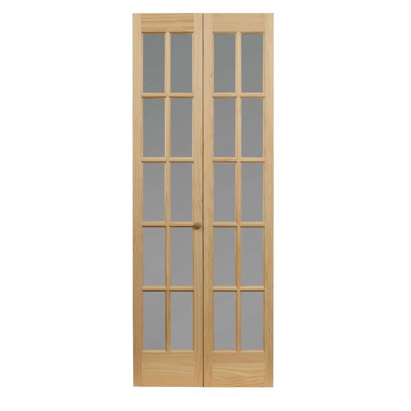 Unfinished Pine 24" x 80" Frosted Glass Bifold Door