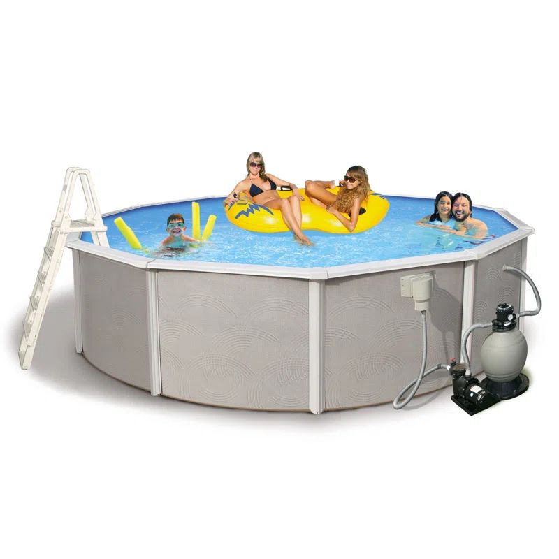 Belize Round 24' Steel Above-Ground Pool with Filter Pump