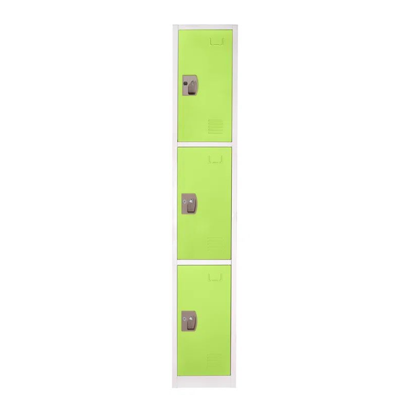 Green 3-Tier Steel Storage Locker with Key Lock