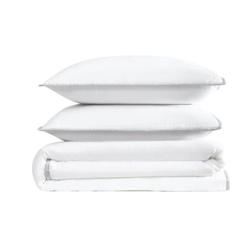 Luxurious White Cotton Sateen Twin XL Quilt Set