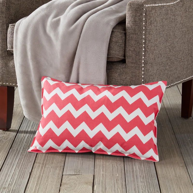 Pink Chevron Cotton Canvas 22-Inch Lumbar Pillow
